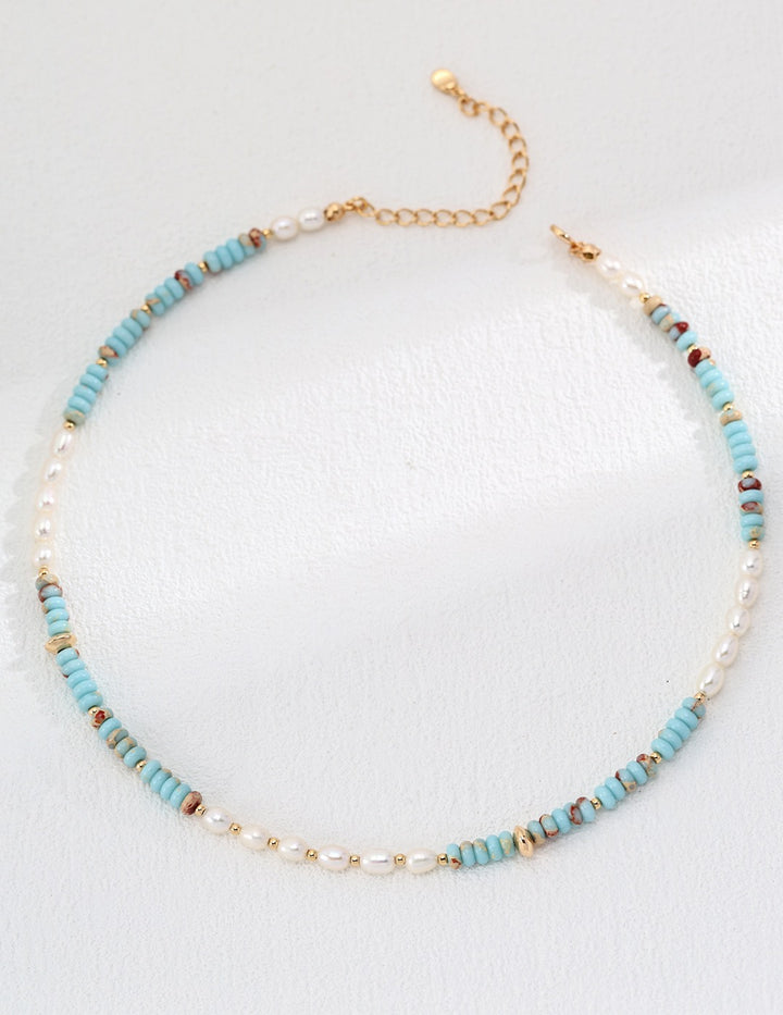 Blue Stone Pearl Necklace