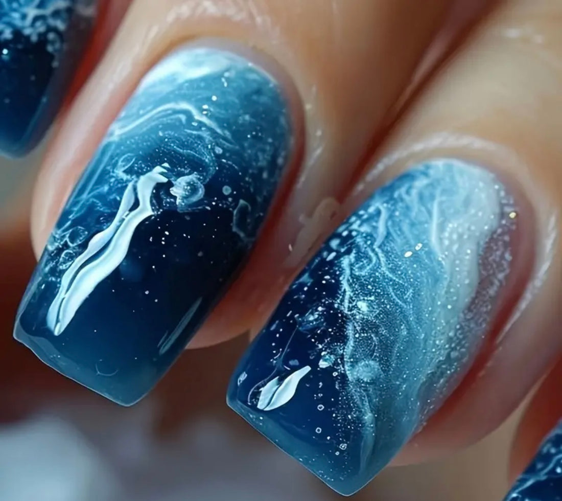 Blue Aura Sky Cloud Press-on Nails