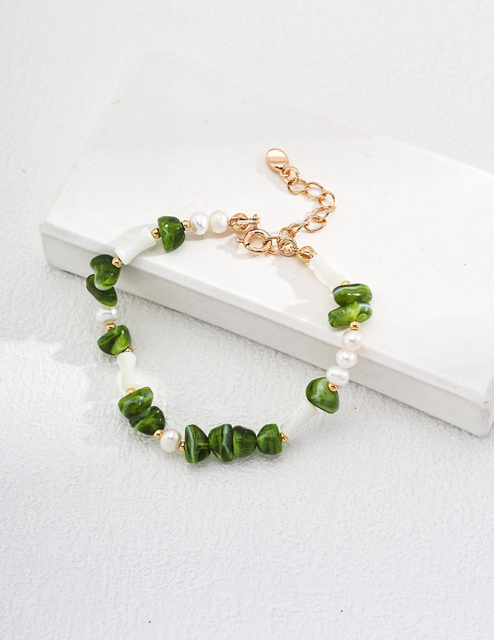 Green Shell & Pearl Bracelet