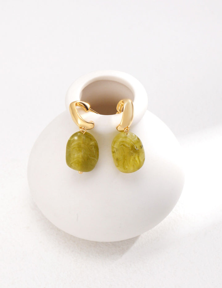 Green Resin Earrings