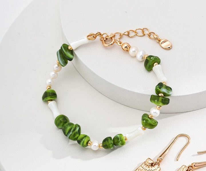 Green Shell & Pearl Bracelet