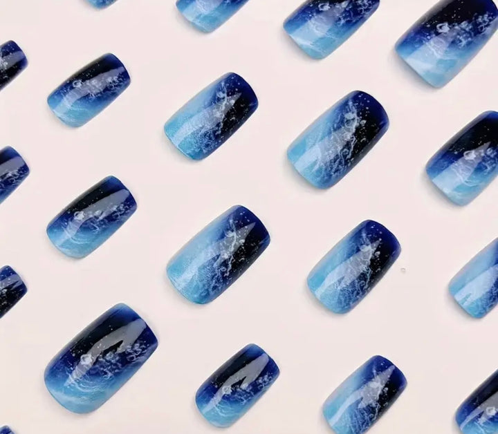 Blue Aura Sky Cloud Press-on Nails