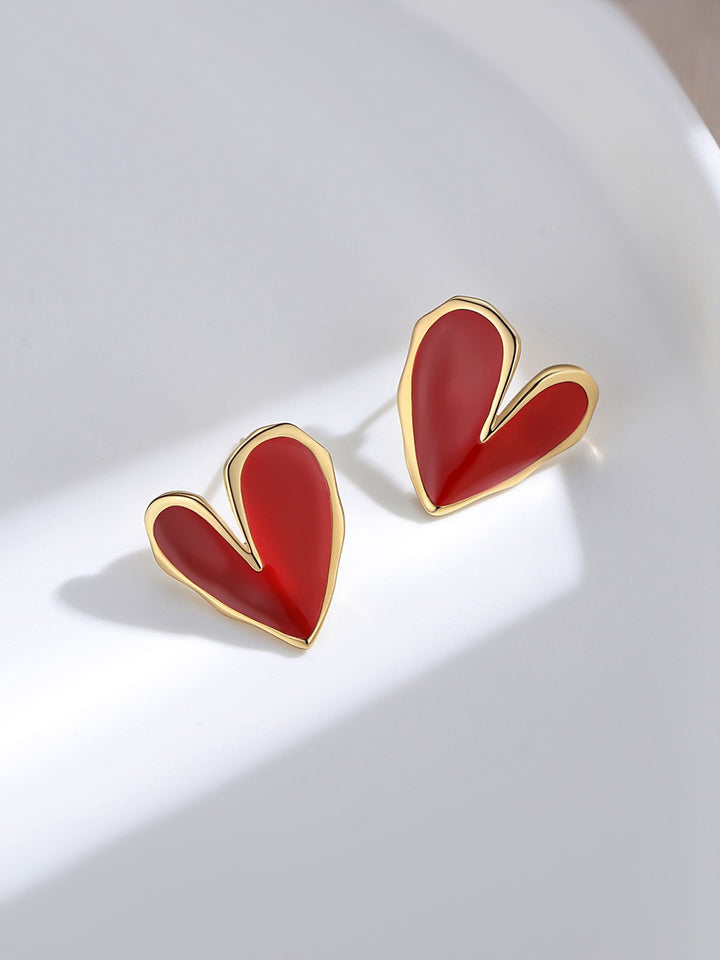 Red Heart-shaped Earrings