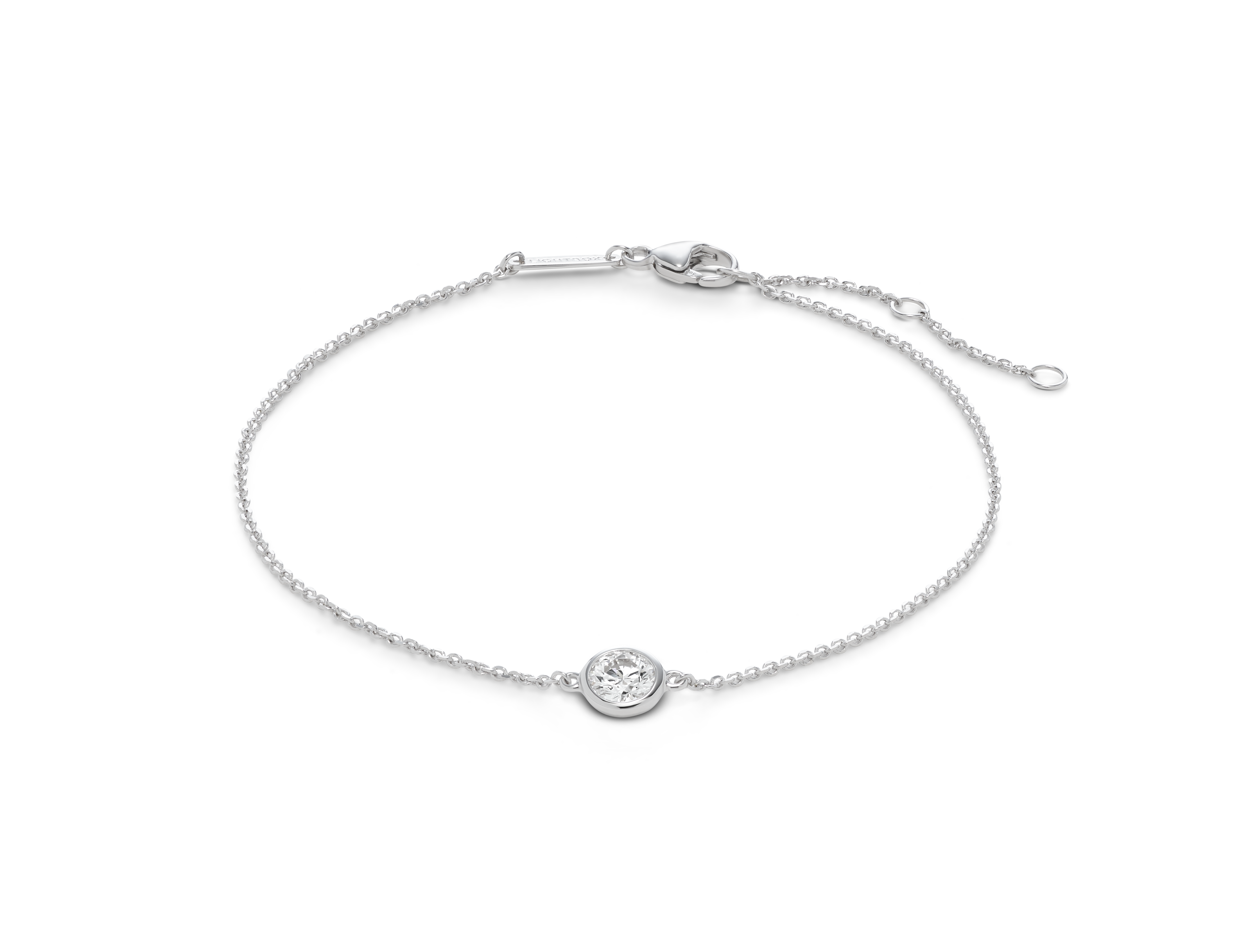 Front view of 0.25 carat bezel bracelet in 14k white gold