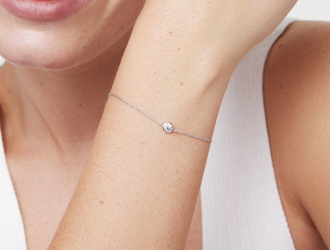 Bracelet avec diamants de laboratoire ¼ ct. taille brillant rond | Blanc