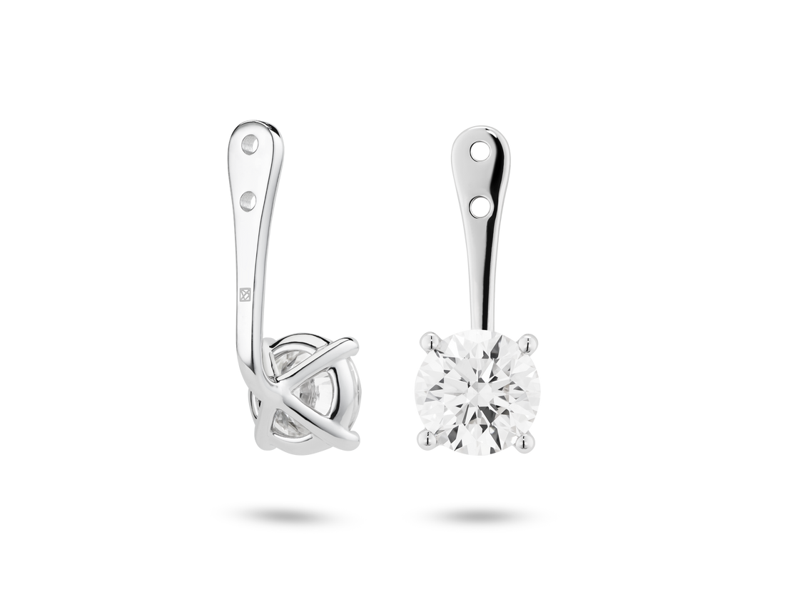 Boucles d'oreilles solitaires en diamant de laboratoire de 2 carats, taille brillant | Blanc