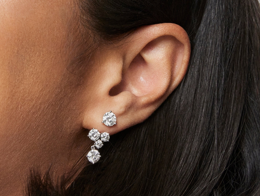 Lab-Grown Diamond 3³⁄₁₀ct. tw. Round Brilliant Cluster Ear Jacket Earrings | White