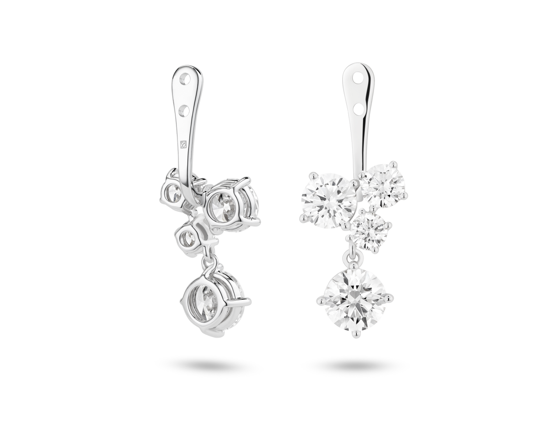 Lab-Grown Diamond 3³⁄₁₀ct. tw. Round Brilliant Cluster Ear Jacket Earrings | White