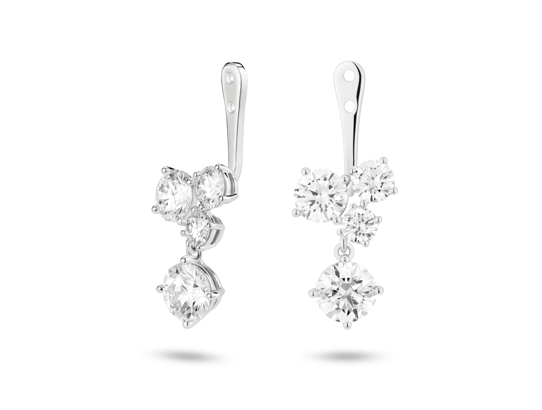 Lab-Grown Diamond 3³⁄₁₀ct. tw. Round Brilliant Cluster Ear Jacket Earrings | White