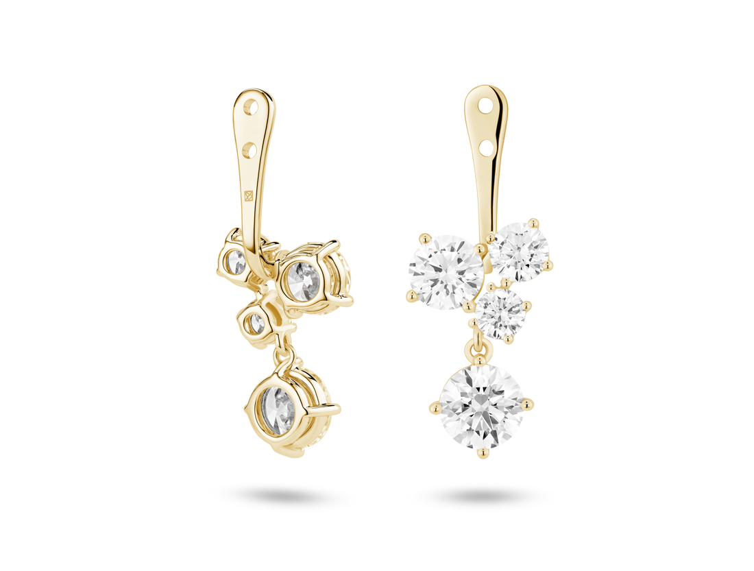 Lab-Grown Diamond 3³⁄₁₀ct. tw. Round Brilliant Cluster Ear Jacket Earrings | White