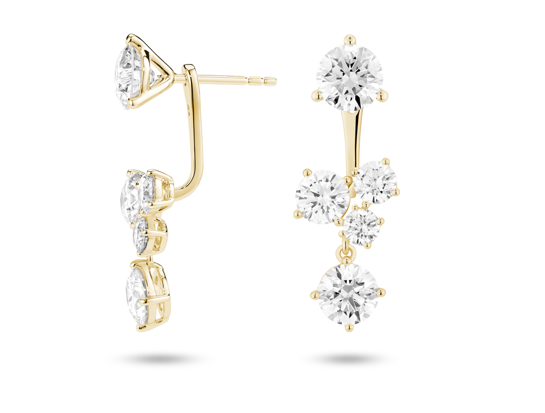 Lab-Grown Diamond 3³⁄₁₀ct. tw. Round Brilliant Cluster Ear Jacket Earrings | White