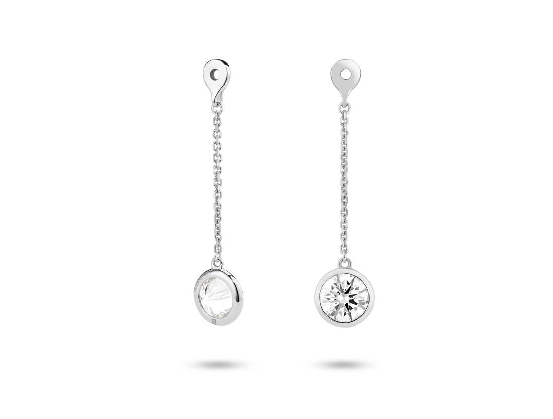 Boucles d'oreilles à monture ronde en diamant de 1 ct, taille brillant, cultivées en laboratoire | Blanc