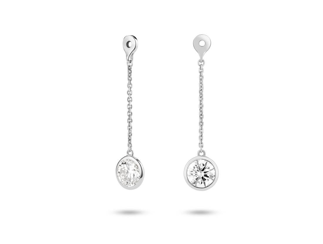 Lab-Grown Diamond 1ct. tw. Round Brilliant Bezel Ear Jacket Earrings | White