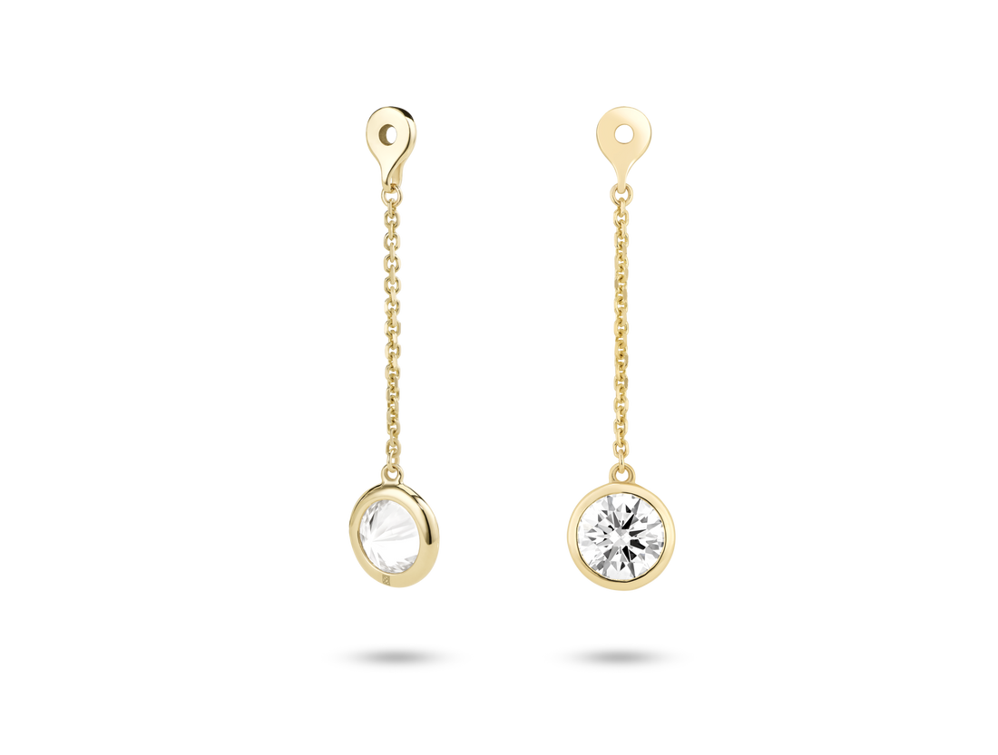 Boucles d'oreilles à monture ronde en diamant de 1 ct, taille brillant, cultivées en laboratoire | Blanc