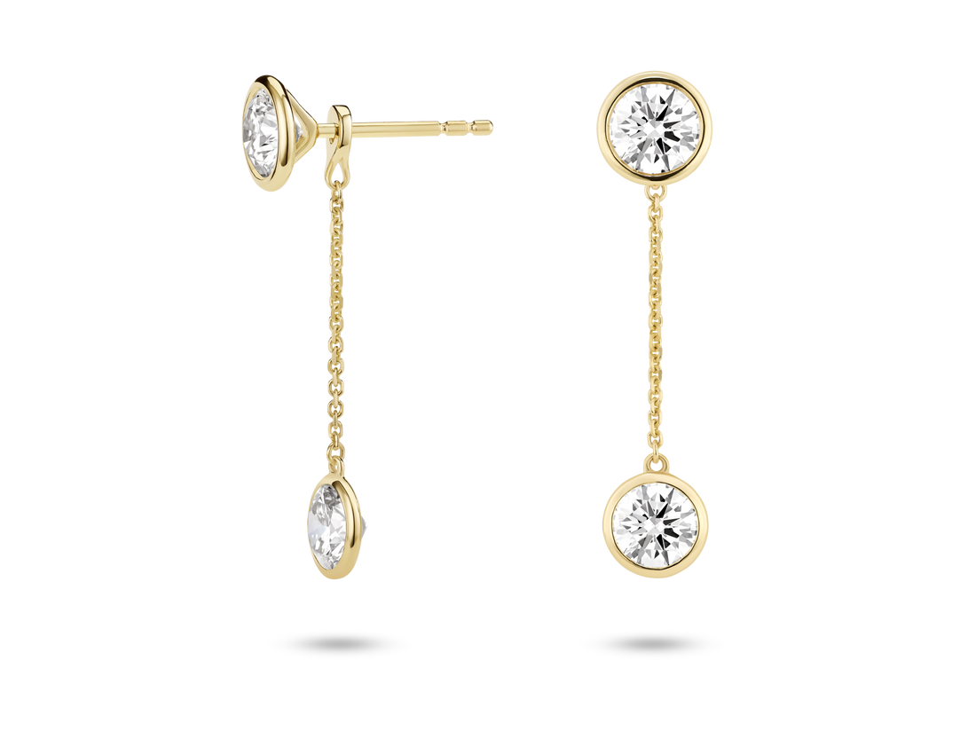 Boucles d'oreilles à monture ronde en diamant de 1 ct, taille brillant, cultivées en laboratoire | Blanc