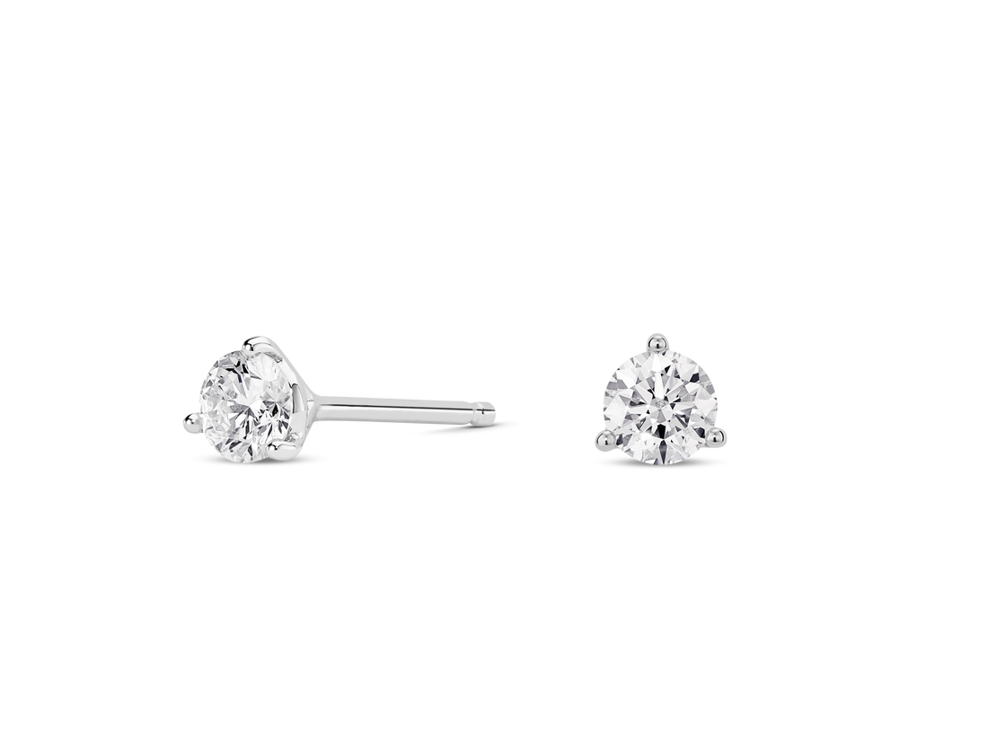 Lab-Grown Diamond ½ct. tw. Ronde briljant solitaire oorbellen | Wit