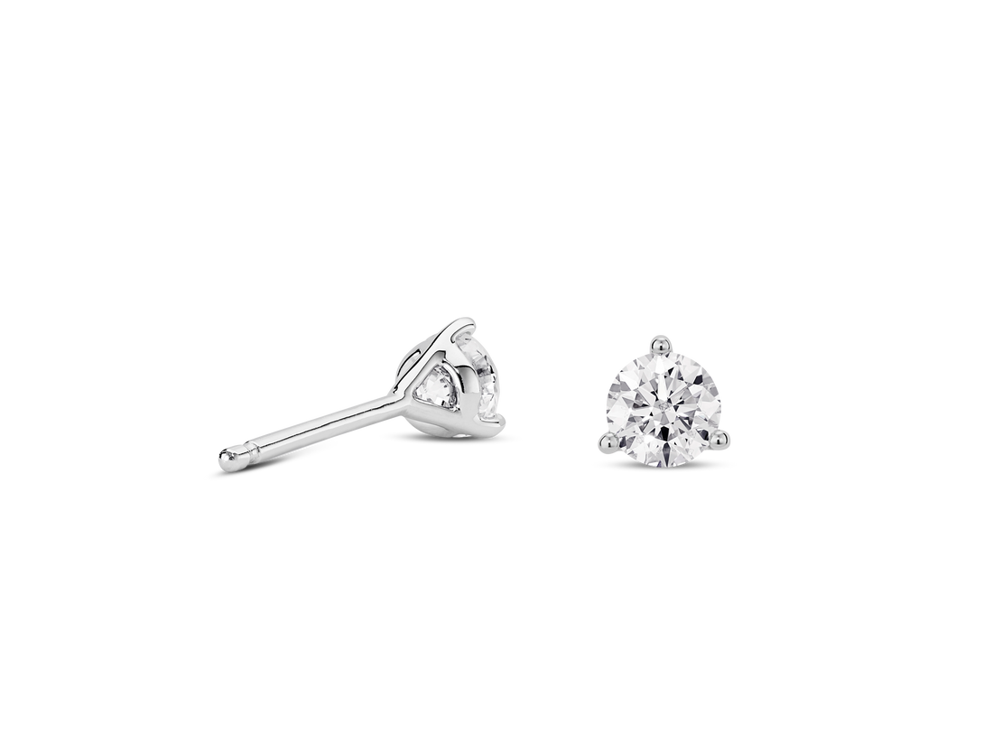 Lab-Grown Diamond ½ct. tw. Ronde briljant solitaire oorbellen | Wit