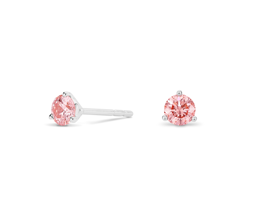 Lab-Grown Diamond ½ct. tw. Ronde briljant solitaire oorbellen | Roze