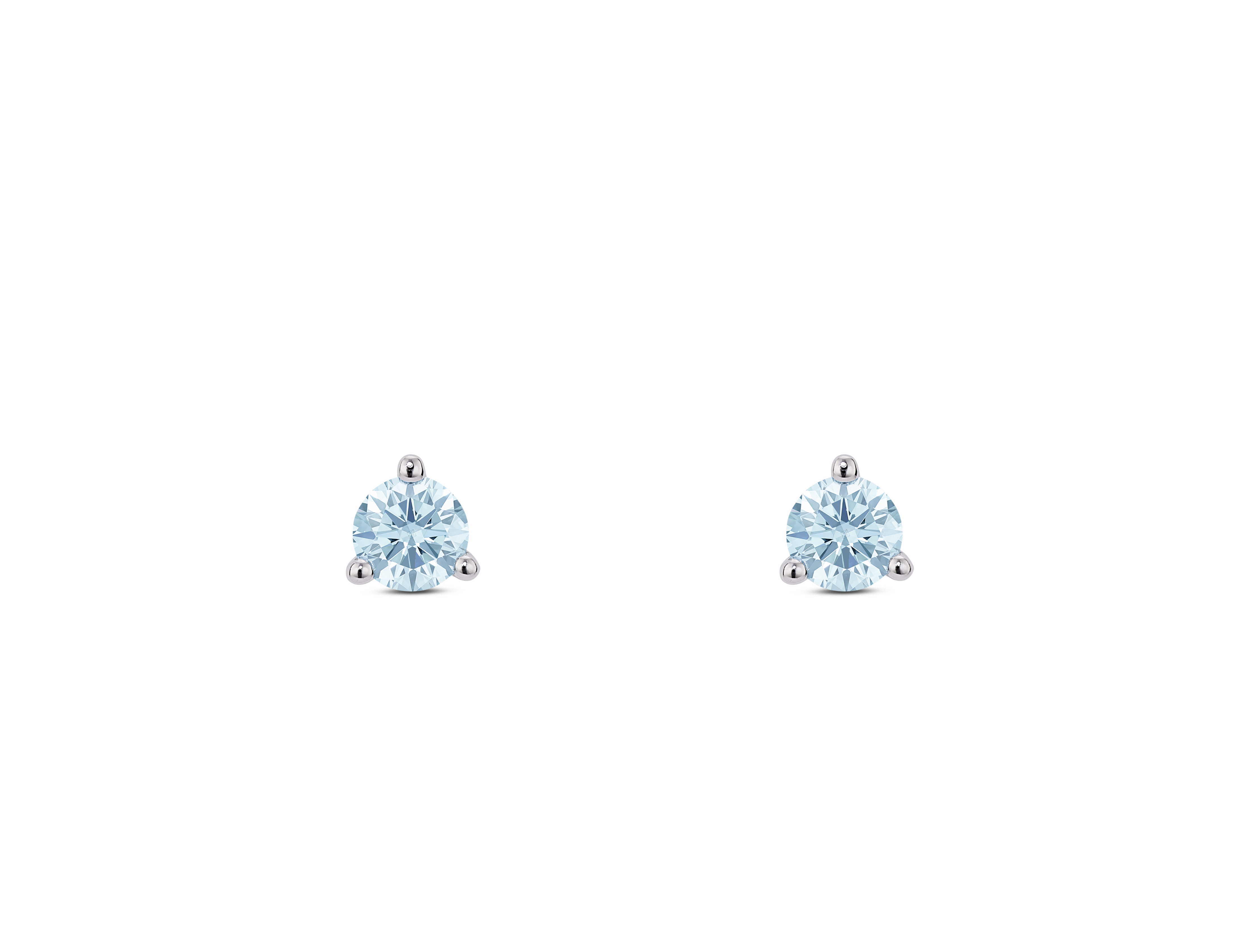 Clous d'oreilles en diamants synthétiques de 1/4 ct, taille brillant, taille ronde | Bleu