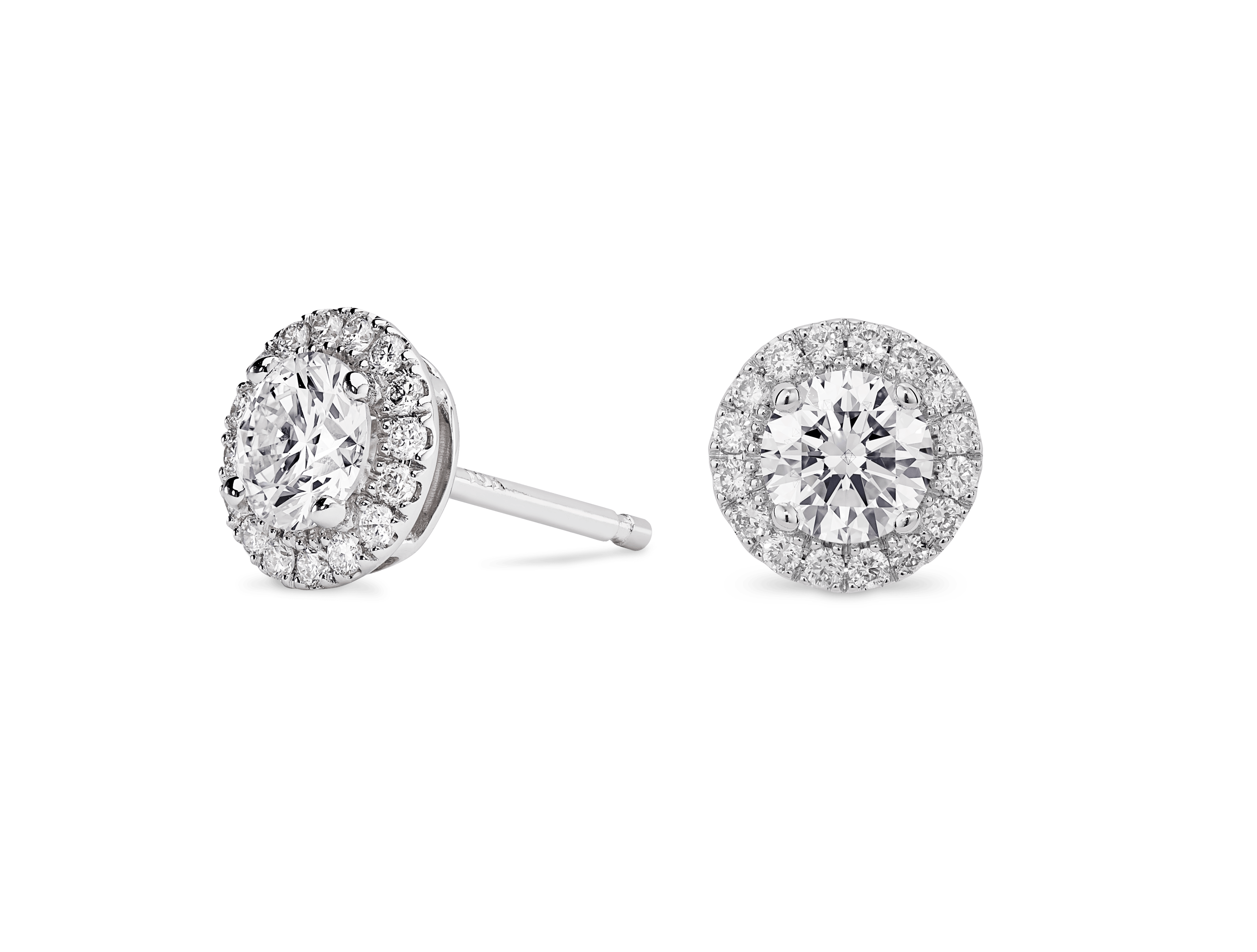 Lab-Grown Diamond 1ct. tw. Halo 14k Gold Earrings | White