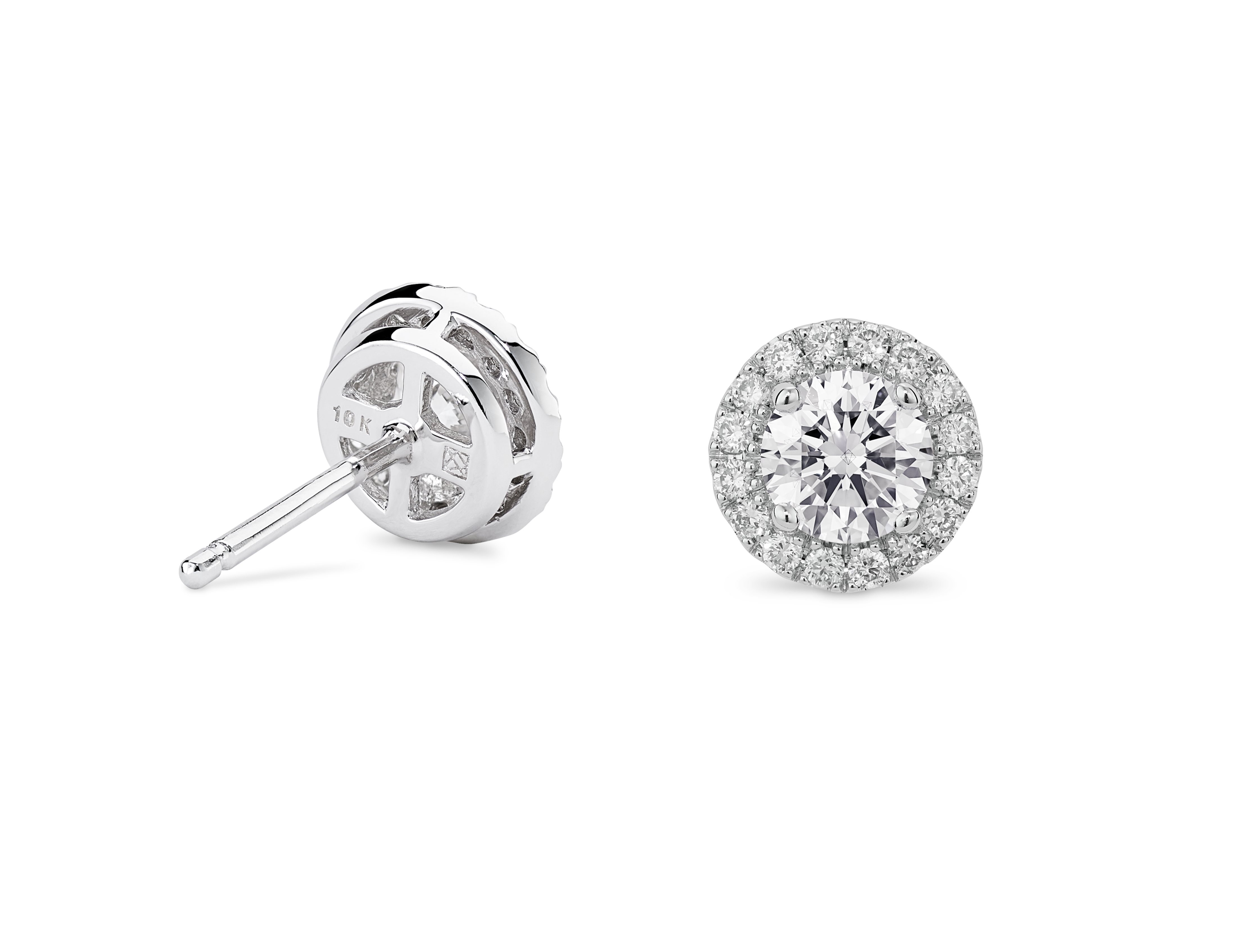Lab-Grown Diamond 2ct. tw. Ronde briljant en halo oorbellen set | Wit