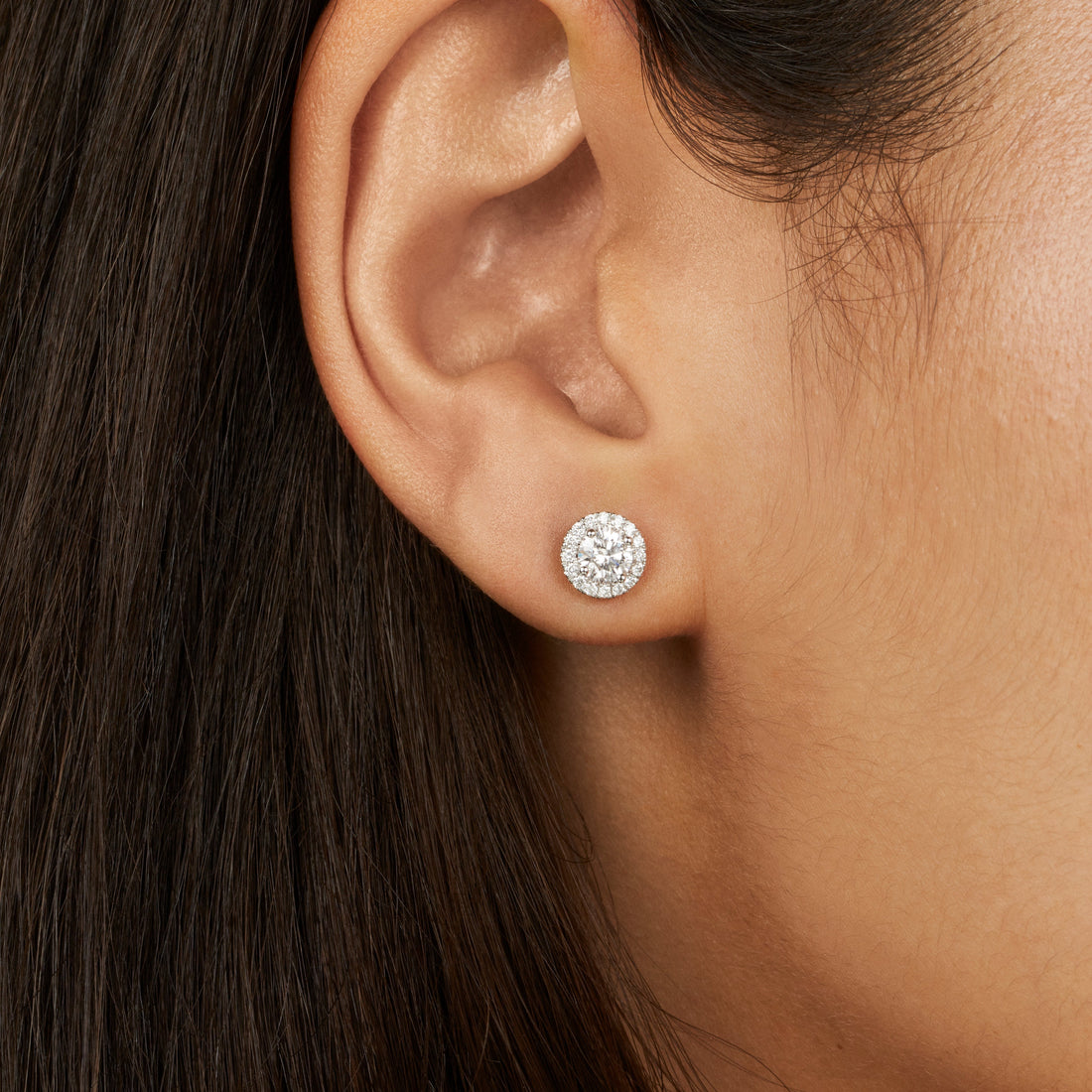 Boucles d'oreilles en or 14 carats avec diamants de 1 carat cultivés en laboratoire | Blanc