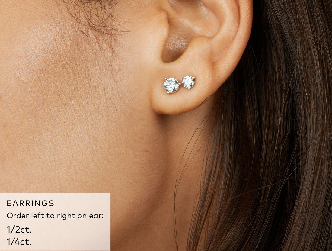 Clous d'oreilles solitaires en diamant de laboratoire de ½ ct. tw. taille brillant | Blanc