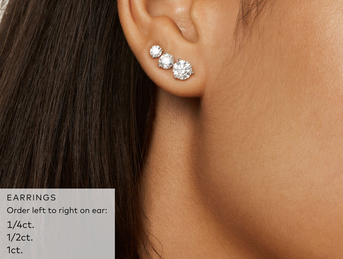 Clous d'oreilles solitaires en diamant de laboratoire de ½ ct. tw. taille brillant | Blanc