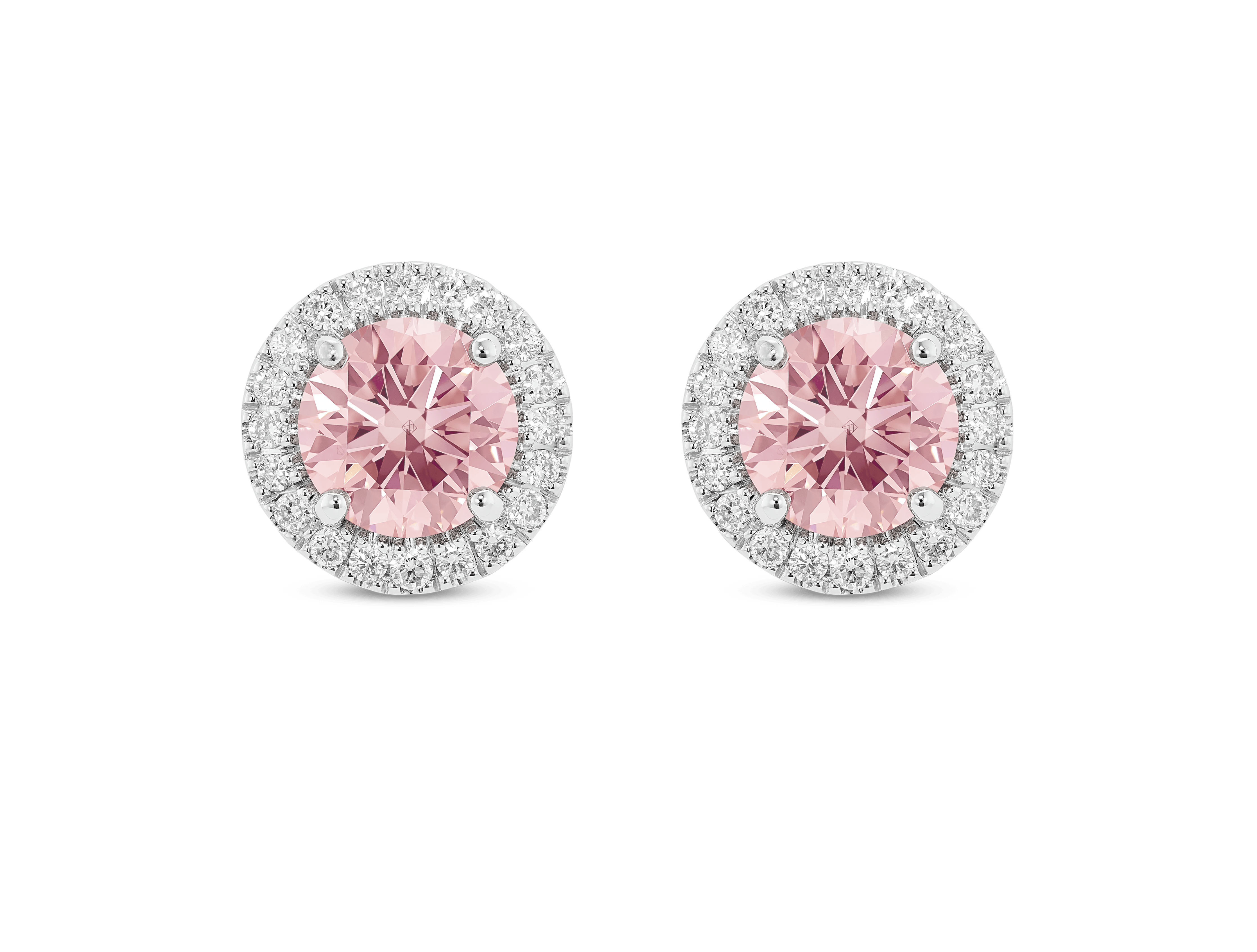 Boucles d'oreilles en or 14 carats avec diamants de laboratoire de 2 carats et halo | Rose