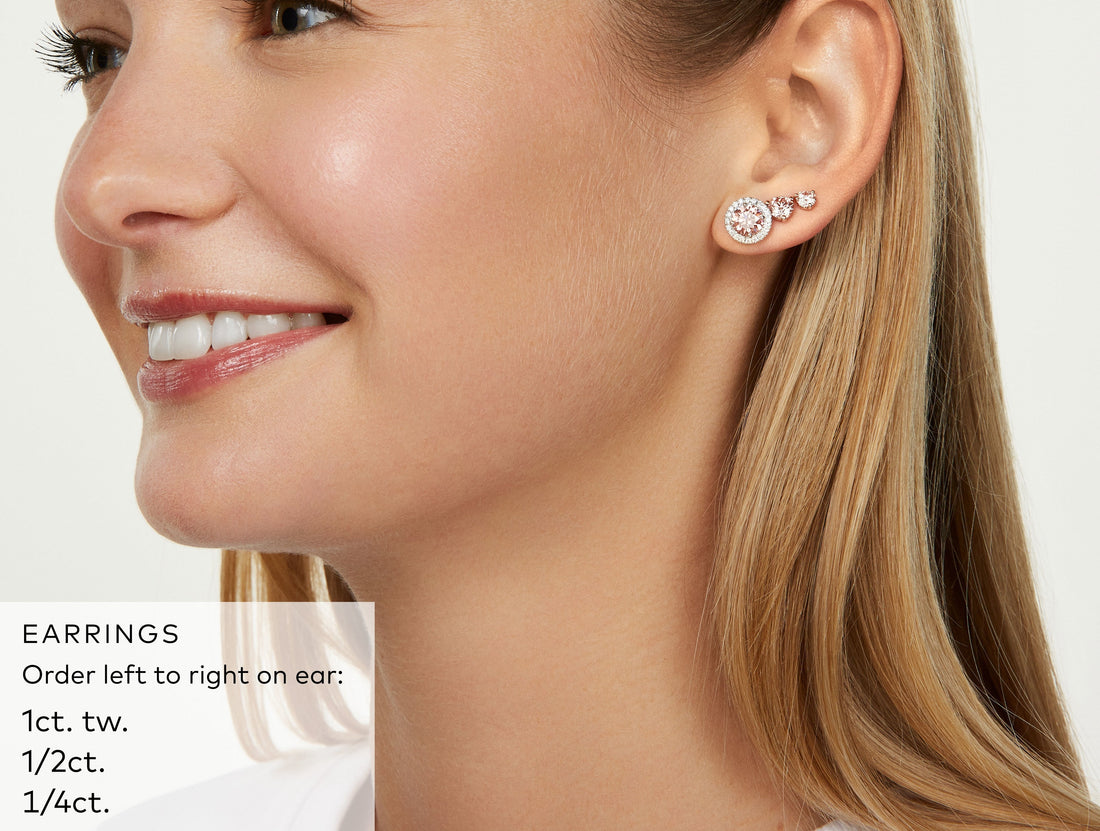 Lab-Grown Diamond 2ct. tw. Halo 14k Gouden Oorbellen | Roze