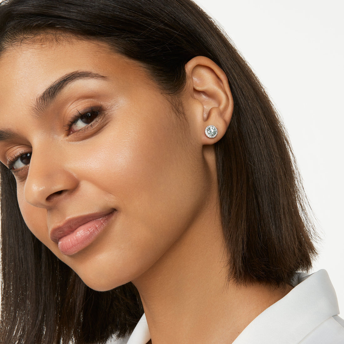 Lab-Grown Diamond 2ct. tw. Halo 14k Gold Earrings | Blue