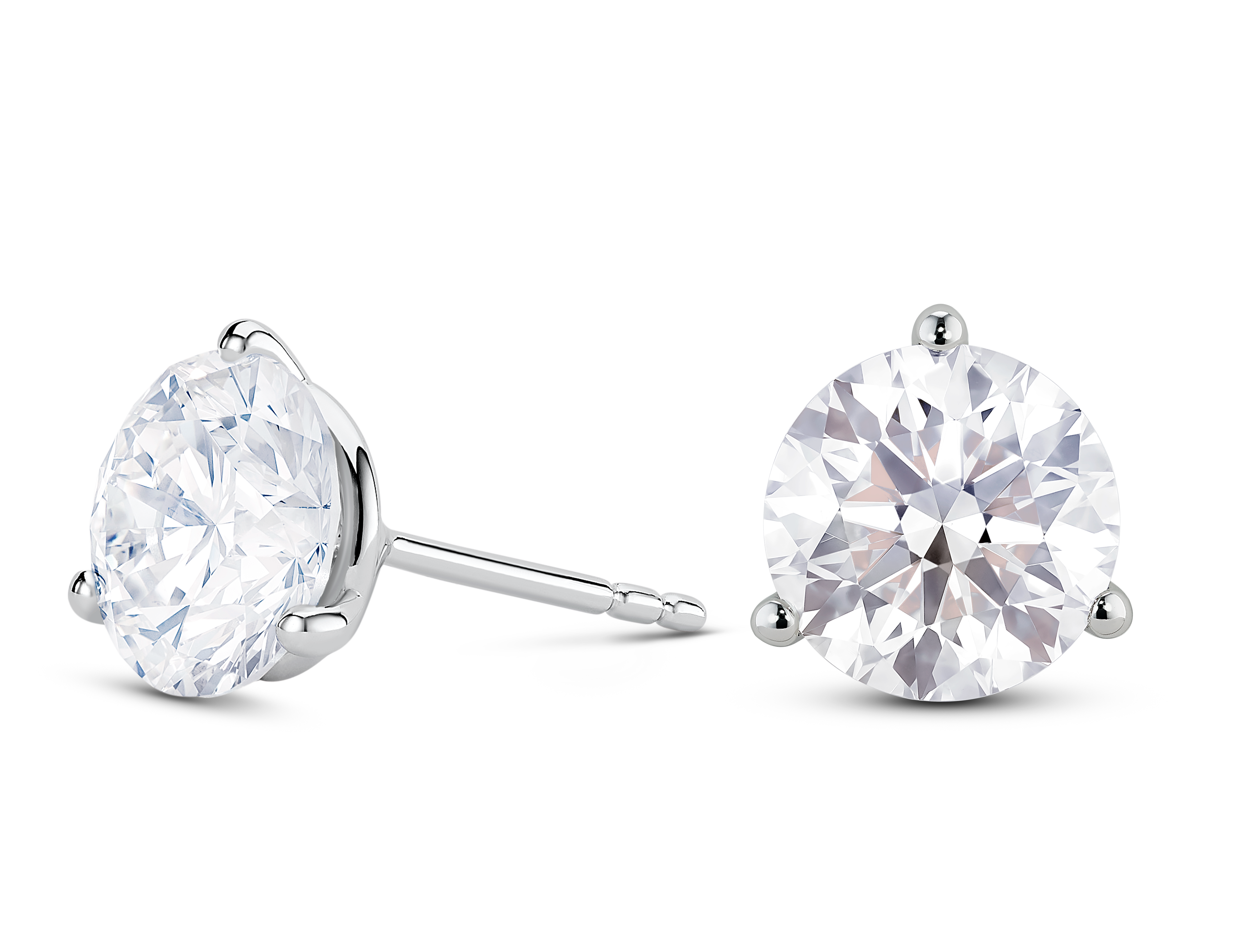 Clous d'oreilles solitaires en diamant de laboratoire de 3½ ct. tw. taille brillant | Blanc