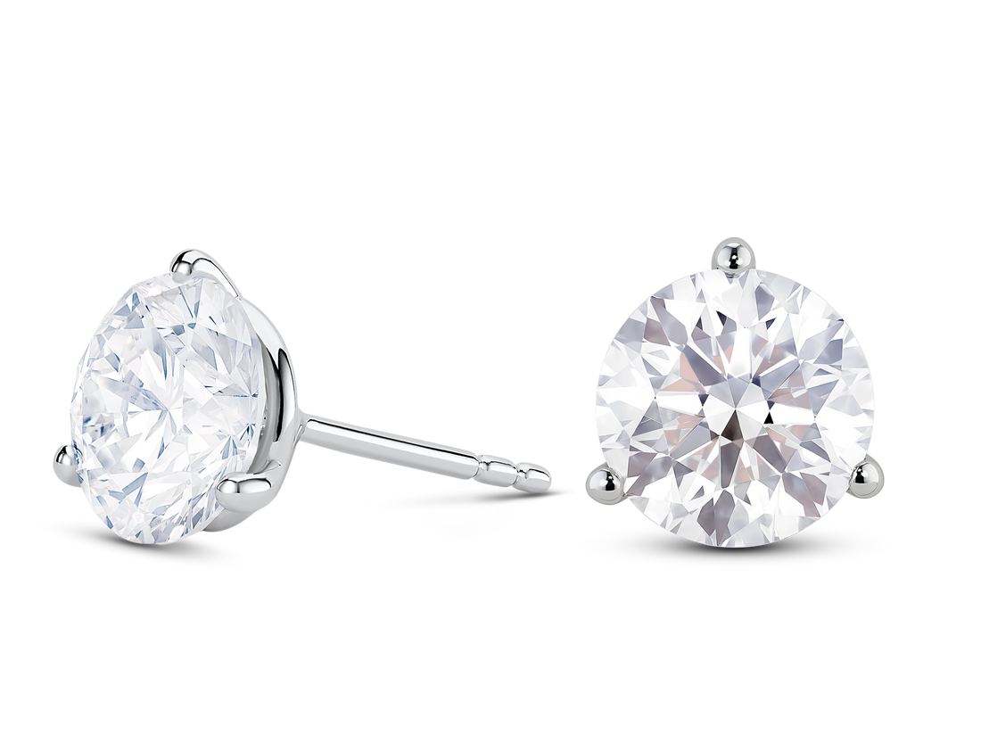 Clous d'oreilles solitaires en diamant de laboratoire de 3½ ct. tw. taille brillant | Blanc