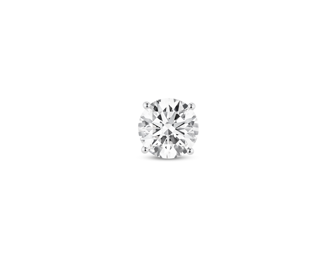 Fijnste Lab-Grown Diamant 1ct. Ronde Briljante Solitaire Enkele Stud | Wit