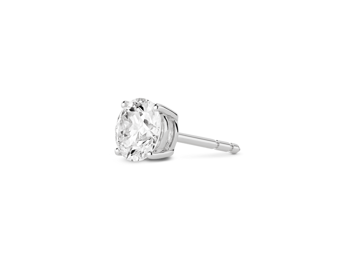 Fijnste Lab-Grown Diamant 1ct. Ronde Briljante Solitaire Enkele Stud | Wit
