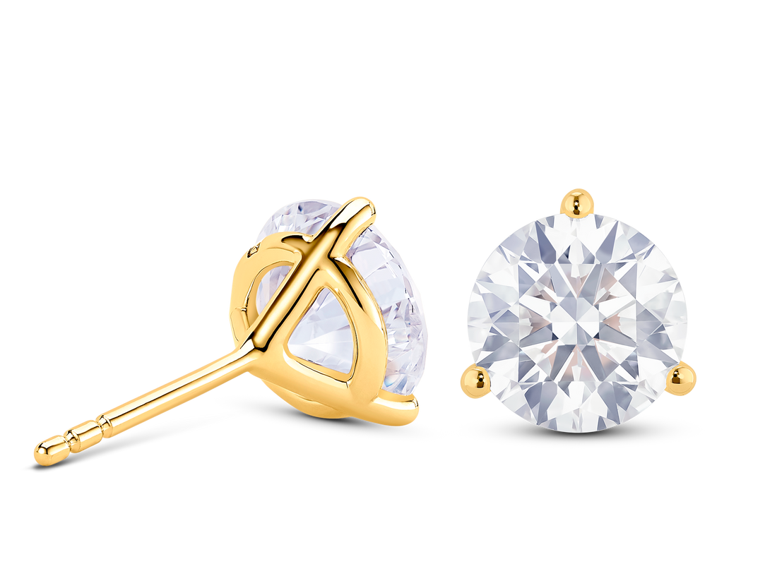 Clous d'oreilles solitaires en diamant de laboratoire de 3½ ct. tw. taille brillant | Blanc