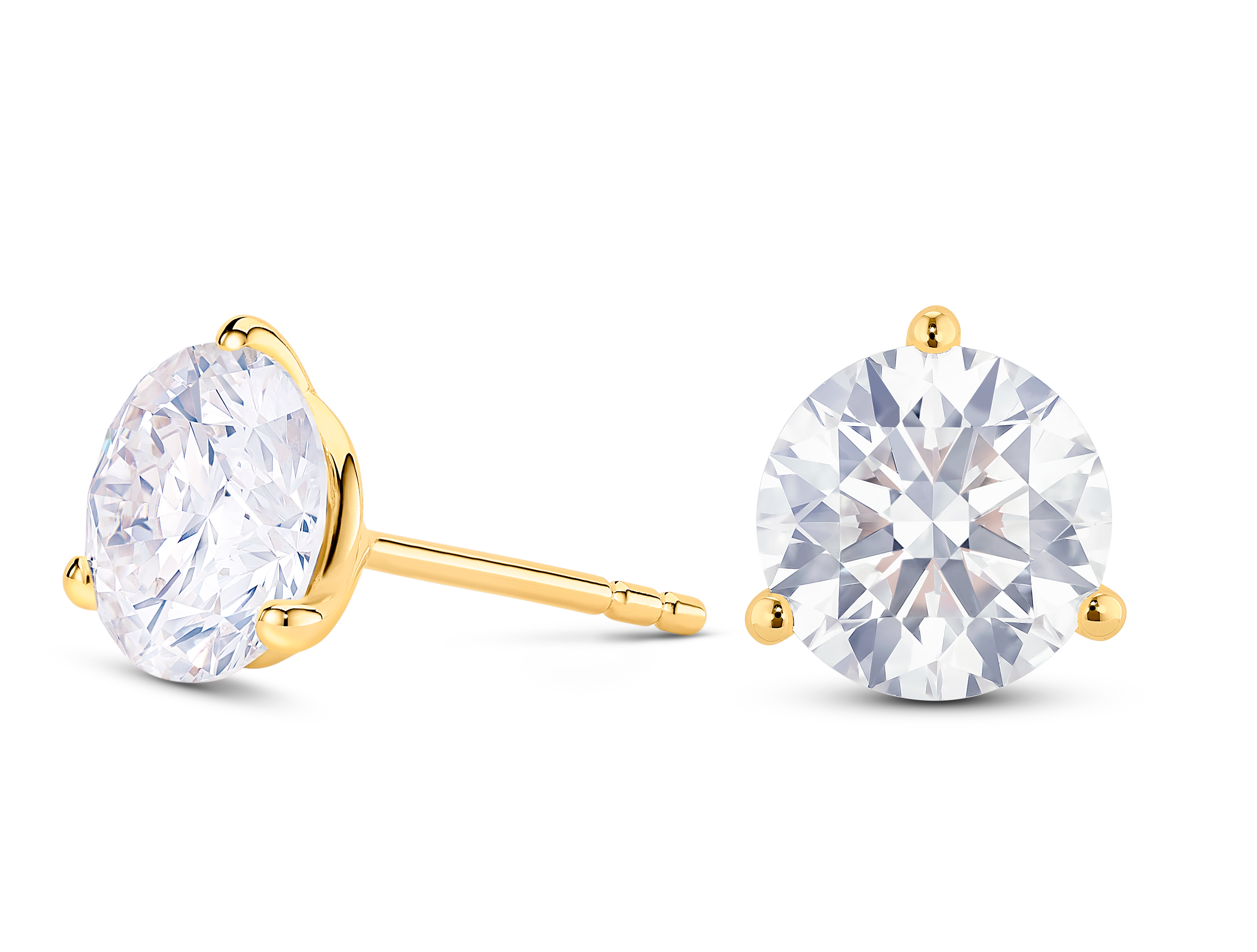 Clous d'oreilles solitaires en diamant de laboratoire de 3½ ct. tw. taille brillant | Blanc
