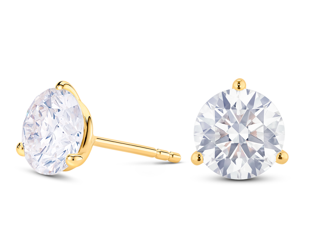 Clous d'oreilles solitaires en diamant de laboratoire de 3½ ct. tw. taille brillant | Blanc