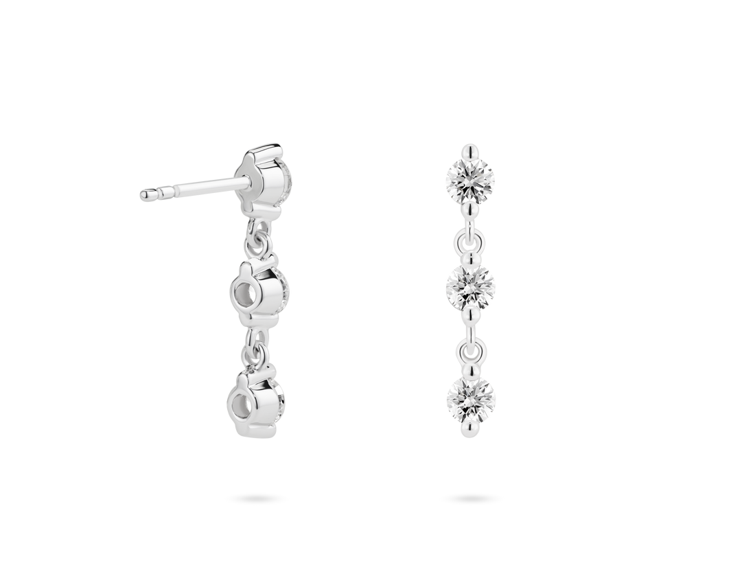 Boucles d'oreilles pendantes en diamants de laboratoire de 0,5 ct. tw à taille ronde et brillant | Blanc