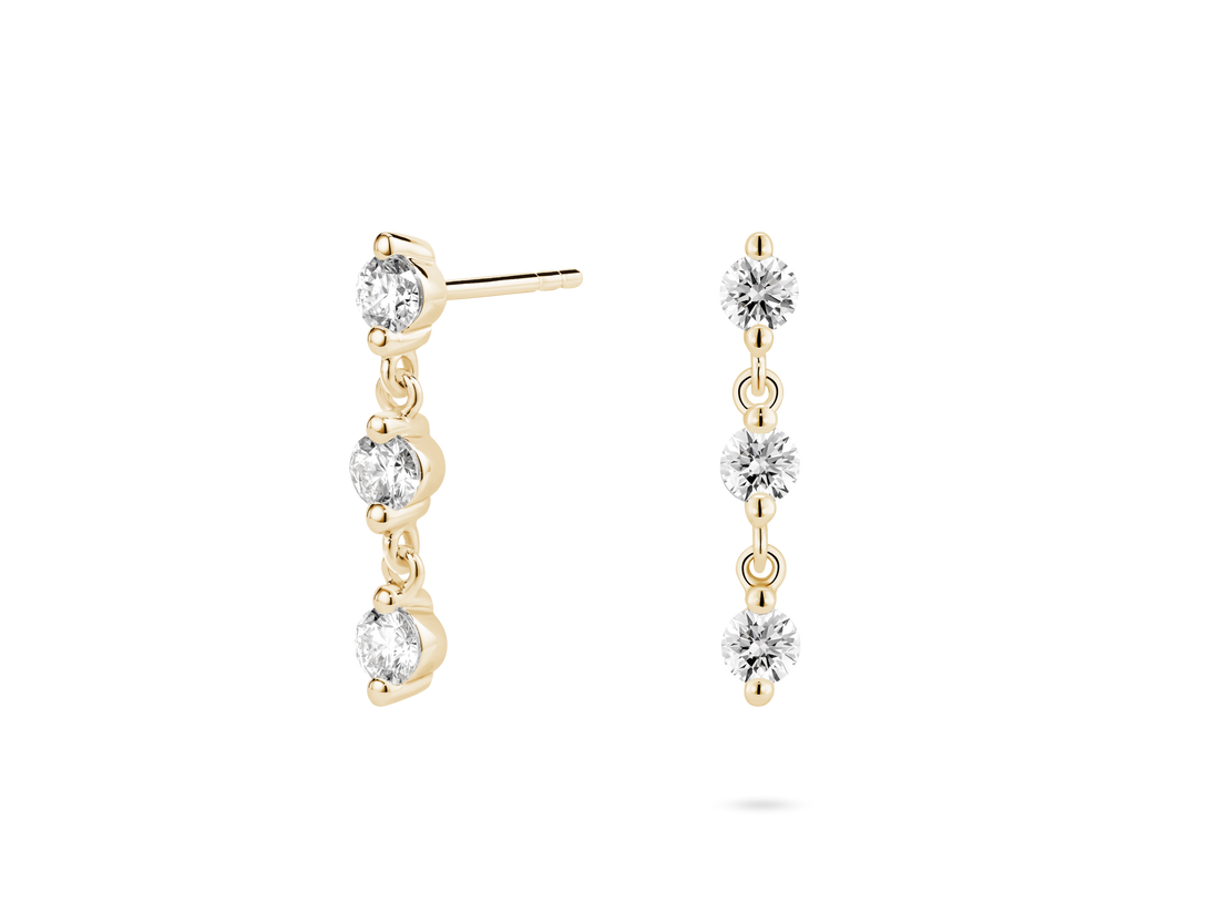 Boucles d'oreilles pendantes en diamants de laboratoire de 0,5 ct. tw à taille ronde et brillant | Blanc