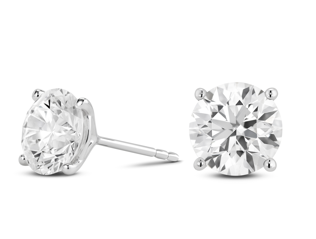 Clous d'oreilles solitaires en diamants de laboratoire de 4 carats, taille brillant, de qualité supérieure | Blanc