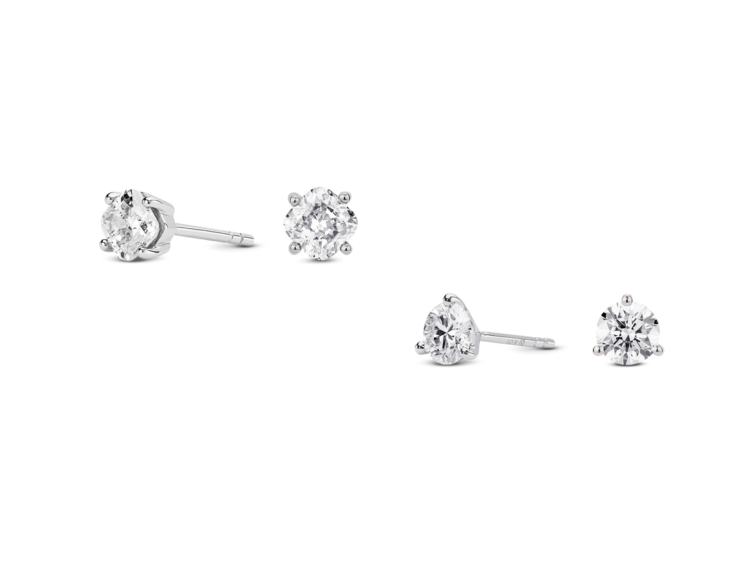 Lab-Grown Diamond 2ct. tw. Ronde briljant en kussen oorbellen set | Wit