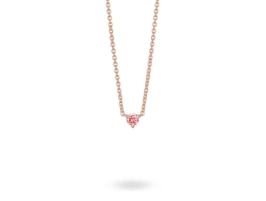 Pendentif en or 10 carats avec diamant de laboratoire ¼ ct et mini-solitaire rond brillant | Rose