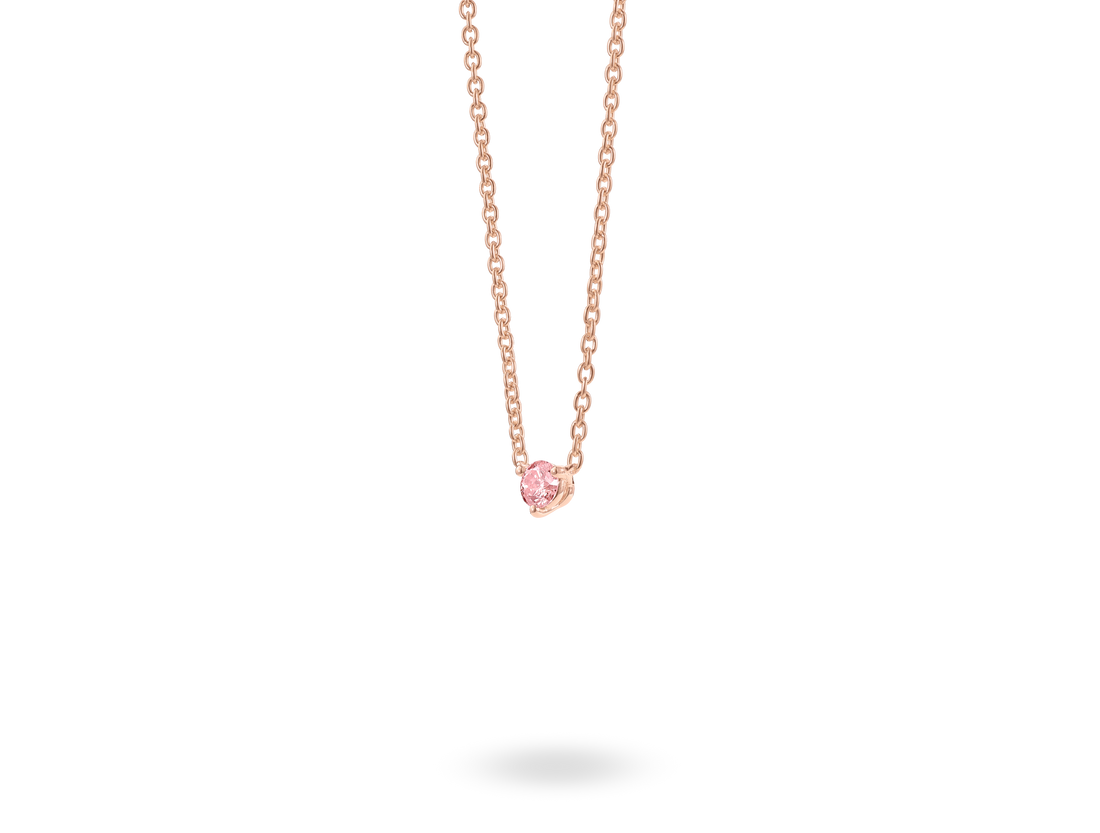 Pendentif en or 10 carats avec diamant de laboratoire ¼ ct et mini-solitaire rond brillant | Rose