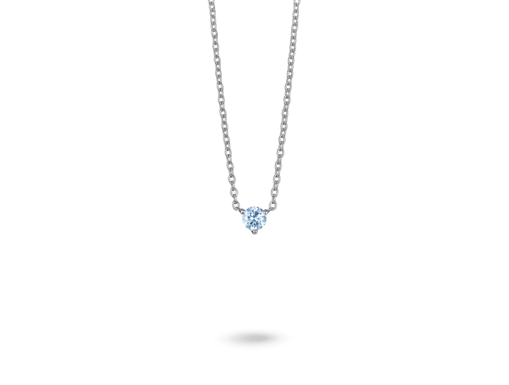 Pendentif en or 10 carats avec diamant de laboratoire ¼ ct. Mini solitaire rond brillant | Bleu