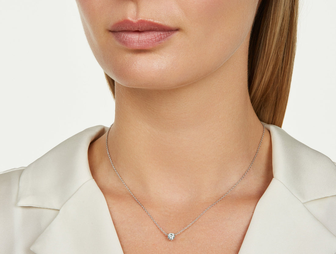 Lab-Grown Diamant ½ct. Ronde Briljante Solitaire Hanger | Blauw