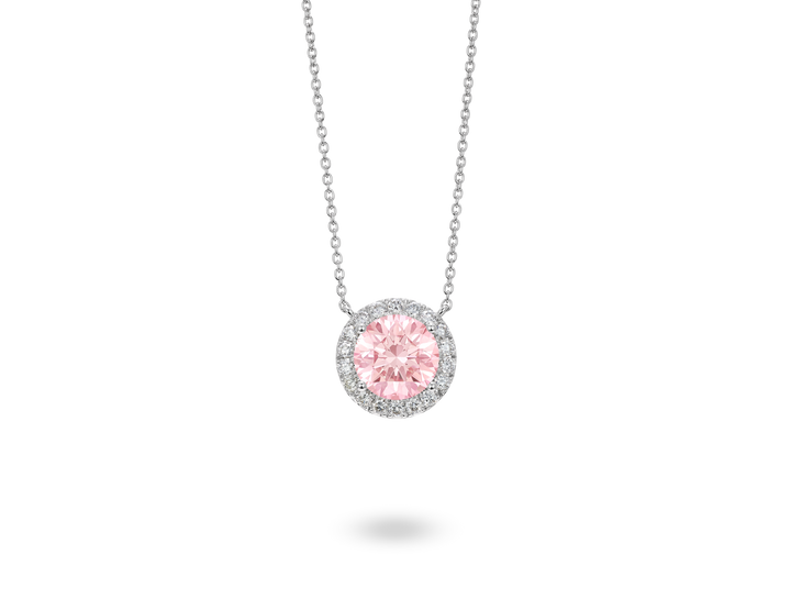 Pendentif halo en diamant de 2 carats cultivé en laboratoire | Rose