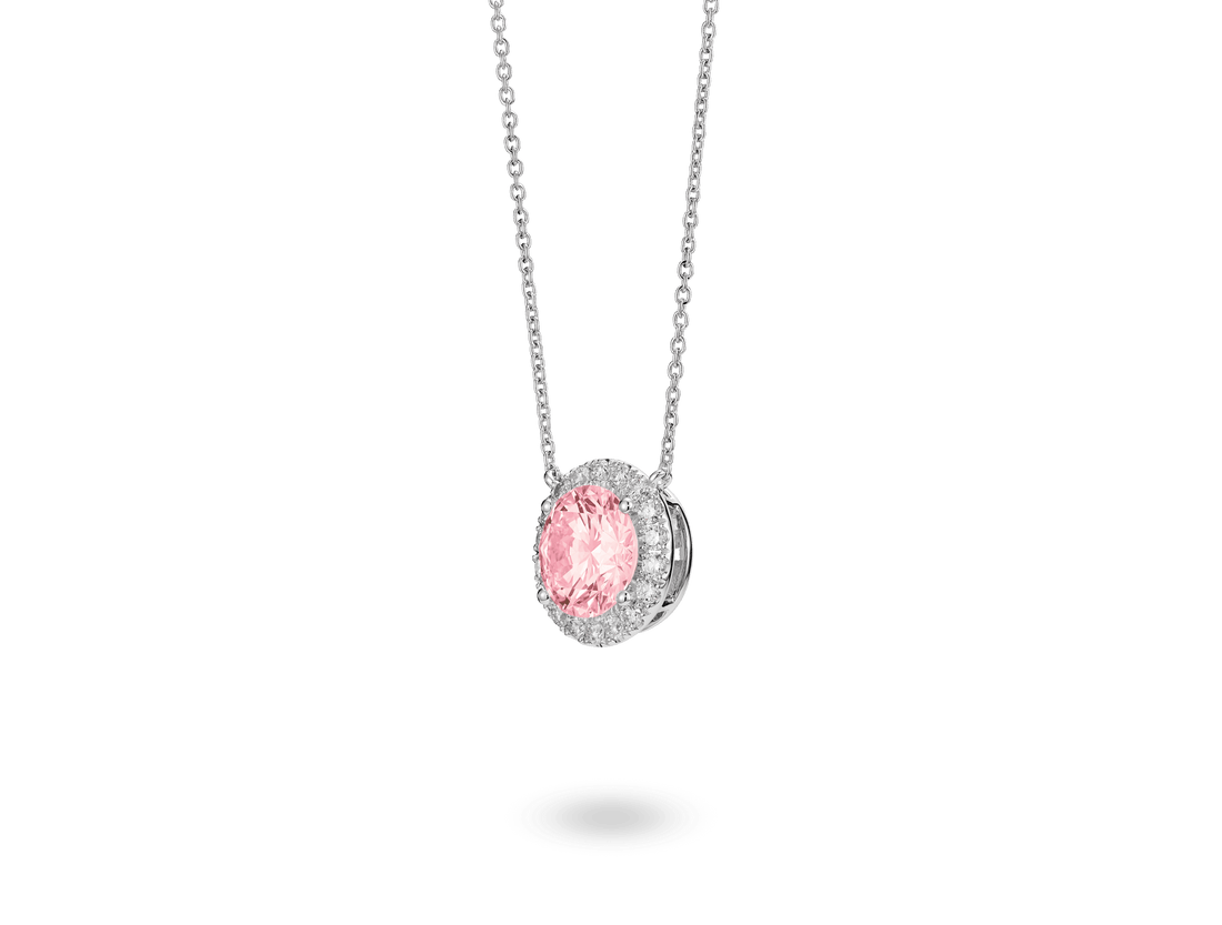 Pendentif halo en diamant de 2 carats cultivé en laboratoire | Rose