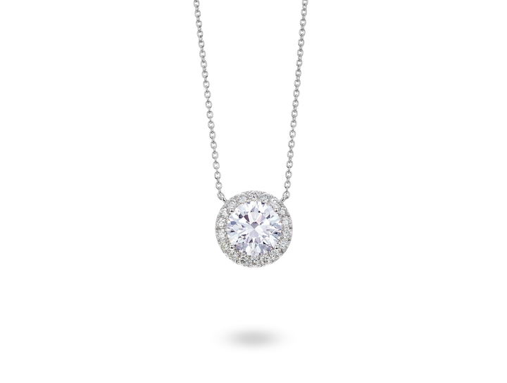 Pendentif Halo en diamant de 2 carats cultivé en laboratoire | Blanc