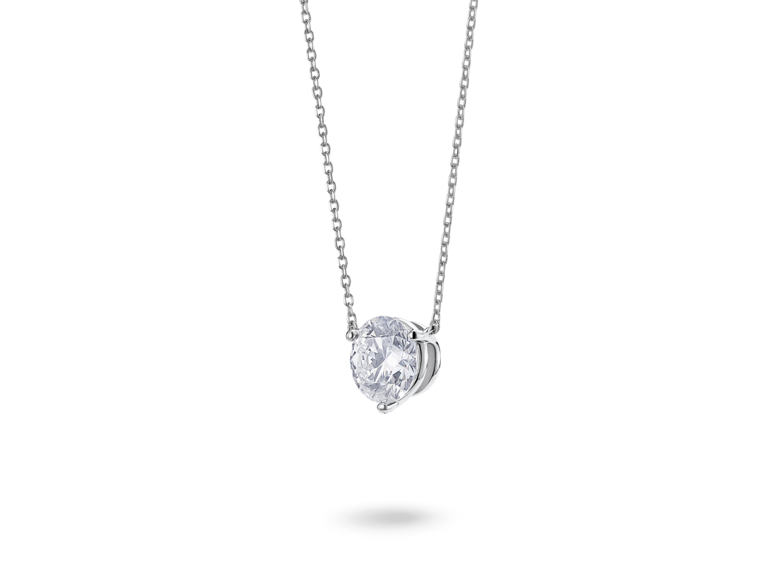 Pendentif solitaire en diamant de laboratoire de 2 carats à taille ronde et brillant | Blanc